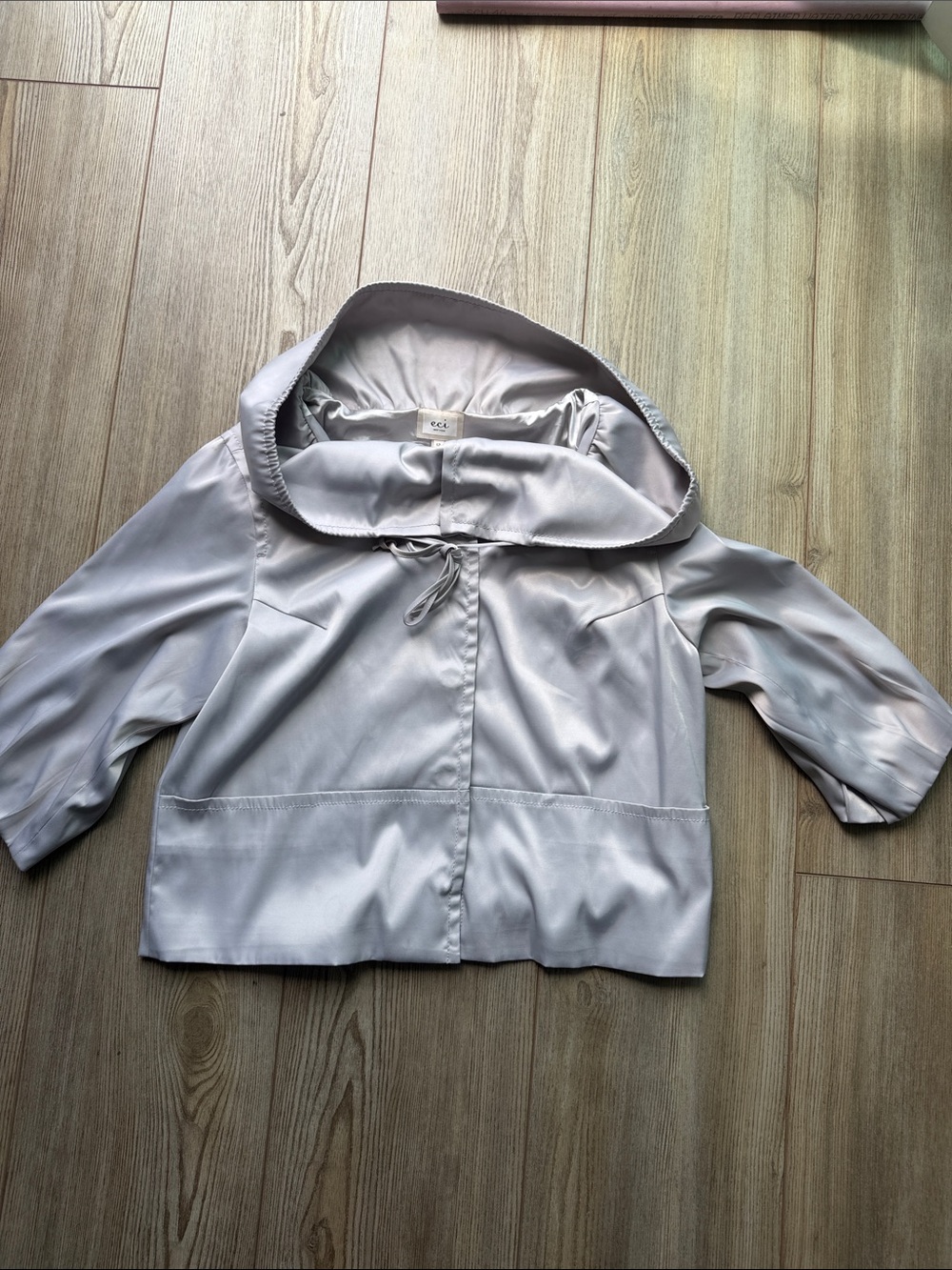 ECI Hooded Raincoat in Light Silver